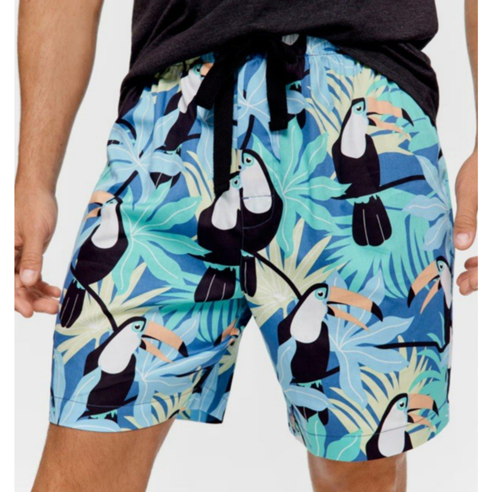 NWT Peter Alexander PJ Shorts Men XL Tropical Toucan Cotton Elastic Waist Lounge